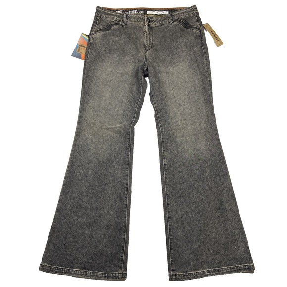 Dkny Denim - DKNY Spring Street Jean Size 16 Gray Black Mid Rise Slim Fit Extreme Flare NWT